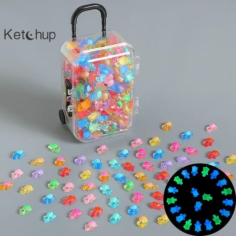 [Ktchup-t] 100 ชิ้นการ์ตูน 3D เต่าเรืองแสง DIY Dopamine สีมินิเรซิ่นสัตว์ Night Glow ตุ๊กตาจิ๋ว Fairy ตกแต่งสวน Nice