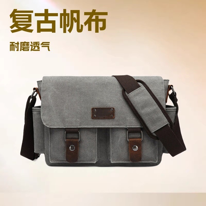 Straight Batch One-Shoulder Cross-Body Dual-ใช้กระเป๋าผู้ชายผ้าใบลําลองCross-Bodyกระเป๋าผู้ชายผู้หญิ