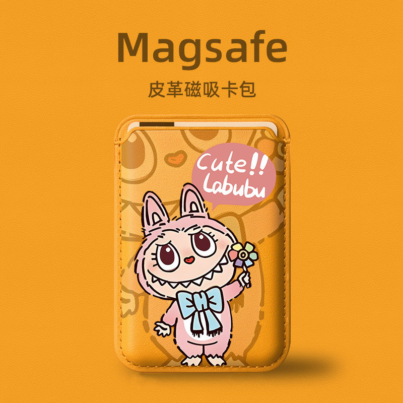 wallet true money wallet น่ารัก Labubu การ์ตูน magsafe Magnetic Card Holder หนังเหมาะสําหรับ iphone
