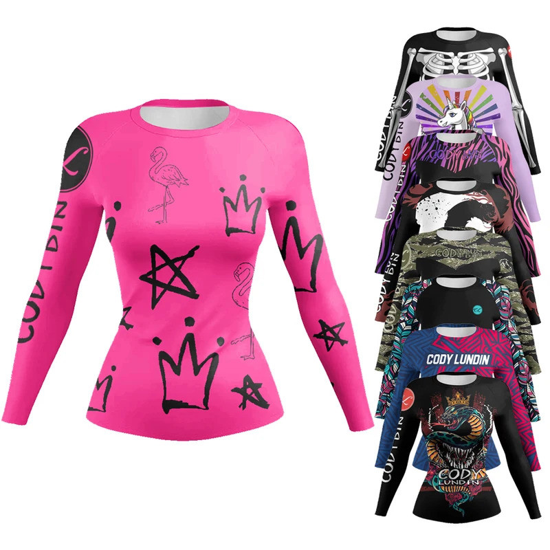 ใหม่ 3D พิมพ์การ์ตูน MMA เสื้อยืดผู้หญิงแขนยาวแฟชั่น Bjj Rashguard มวย T เสื้อคอสเพลย์เครื่องแต่งกาย