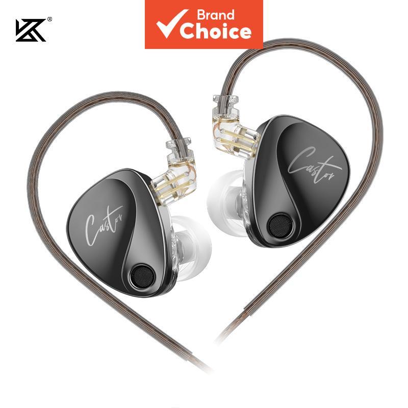 KZ Castor Tunable IEMs Dual Dynamic Driver HiFi หูฟังแบบมีสาย Harman Target หูฟังรุ่นเบส