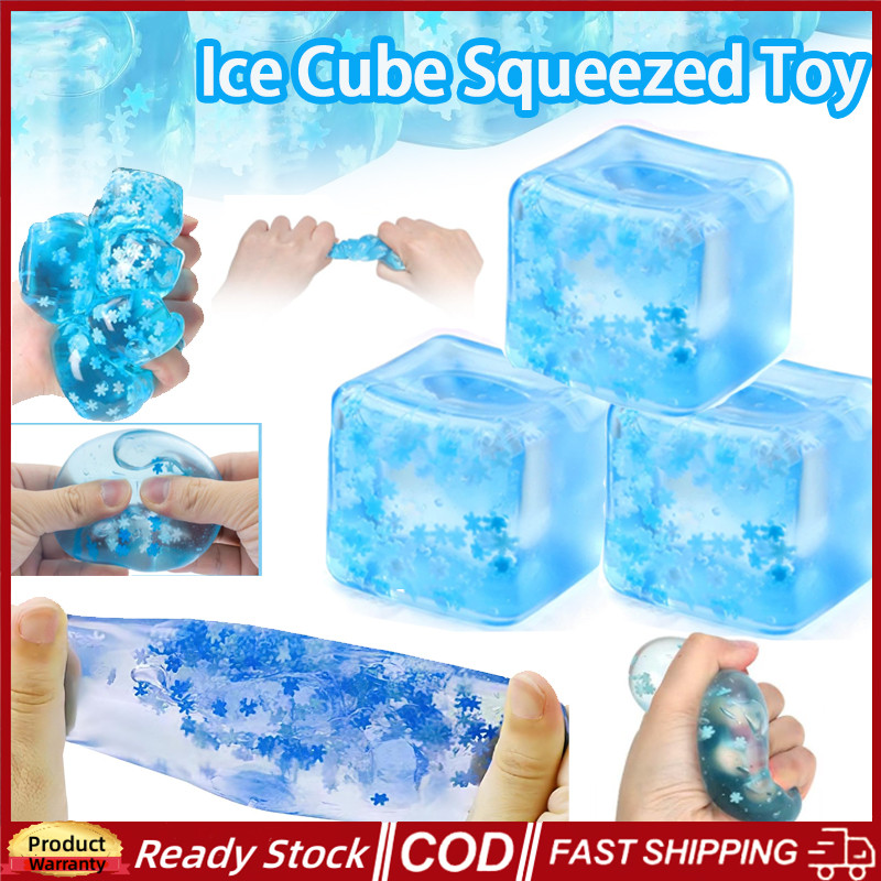ความเครียดบรรเทา Ice CUBE Squishy ของเล่นโปร่งใส Soft ยืดหยุ่นเกล็ดหิมะความเครียด Ball Maltose Cube 