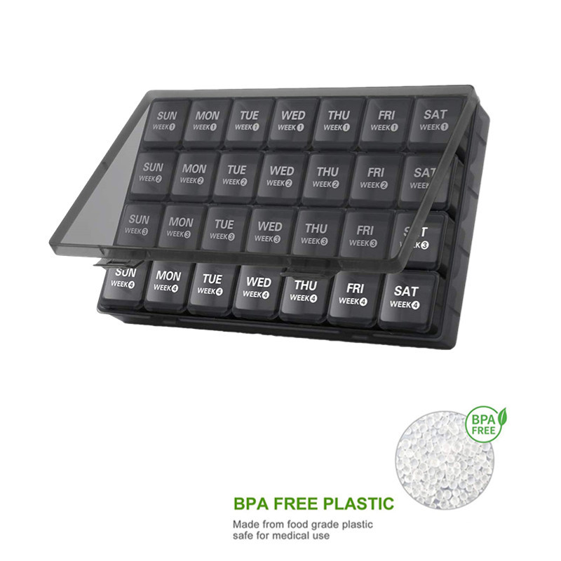 Pill Cases Box Organizer 7 Days 28 Grids 4 Times One Day Portable Travel with Large for Vitamins Med