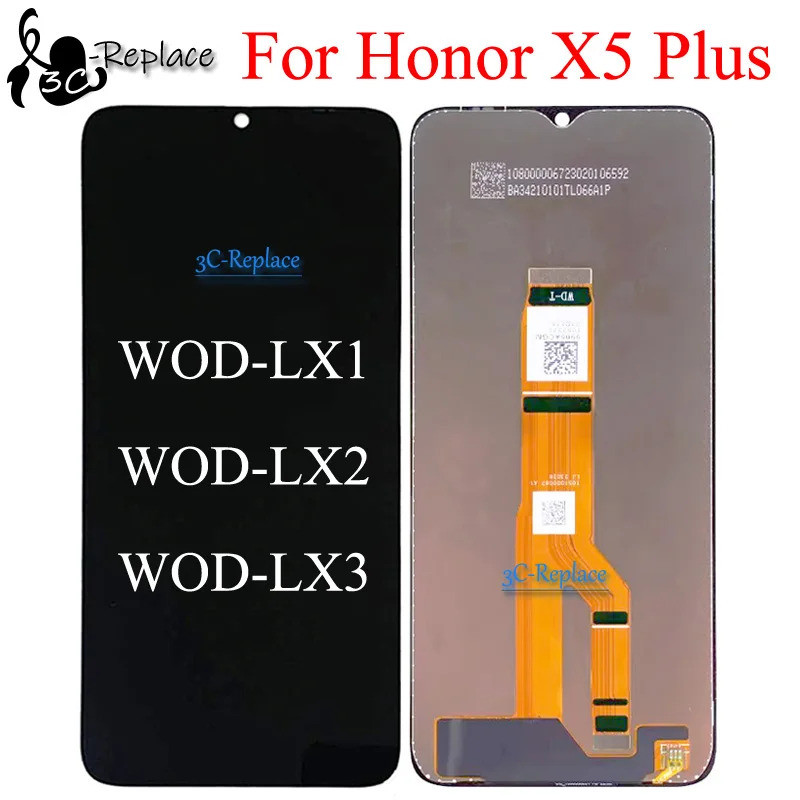 สีดํา 6.56 นิ้วสําหรับ Huawei Honor X5 Plus WOD-LX1 WOD-LX2 WOD-LX3 หน้าจอ LCD Touch Digitizer Assem
