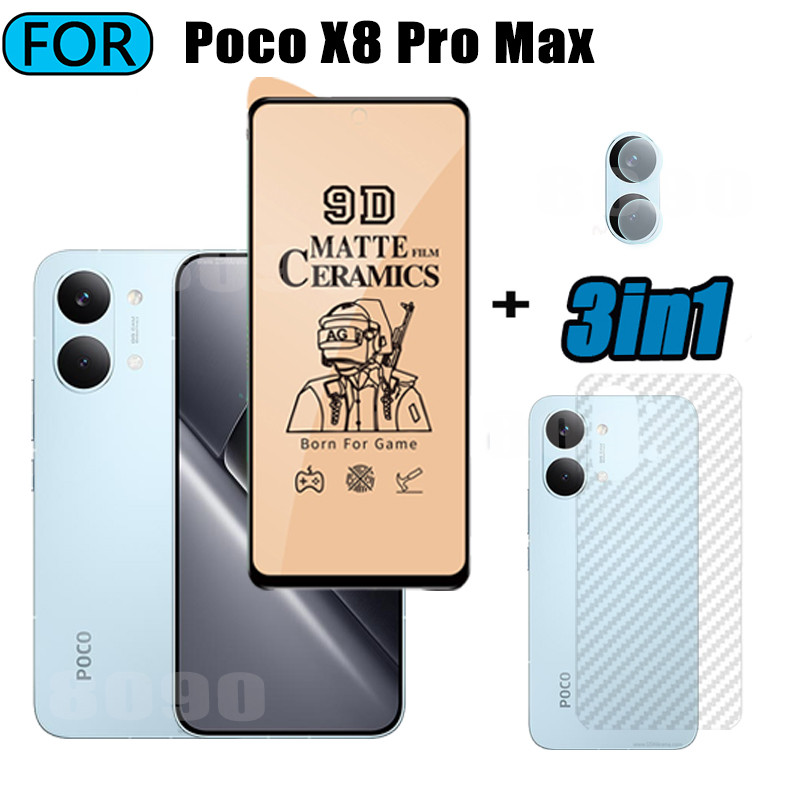 3 IN 1 สําหรับ Poco X8 Pro Max กระจกนิรภัย Matte Gaming Screen Protector สําหรับ Poco X8 Pro เซรามิค Matte Screen Protector