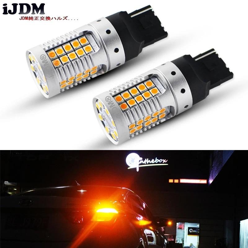 (4) Canbus No Hyper Flash Amber สีเหลือง 7440 W21W WY21W T20 LED เปลี่ยนหลอดไฟสําหรับรถยนต์อัตโนมัติ