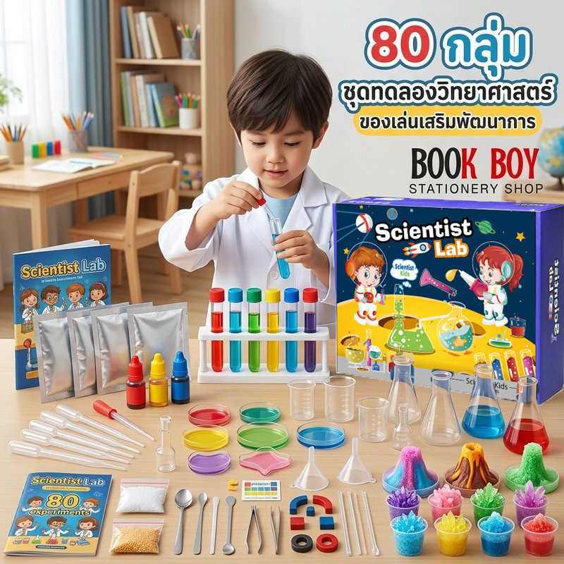 ชุดทดลองวิทยาศาสตร์สำหรับเด็ก ทดลองกลุ่ม 48 60 80 เพิ่มความอยากรู้อยากเห็น เรียนรู้แบบไม่มีหน้าจอ