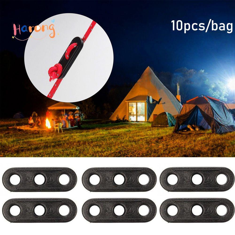 HARONG 10 ชิ้นเชือก Fastener สีดํา Camping เต็นท์อุปกรณ์เสริมกันสาด Wigwam ปรับตะขอกระชับ