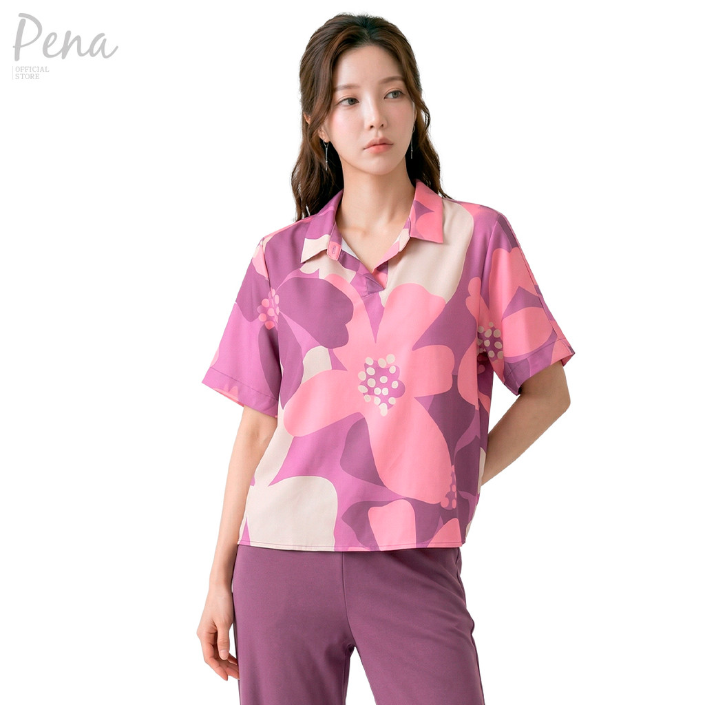 PENA HOUSE เสื้อคอปกแขนสั้น ลายพิมพ์ดอกไม้  Floral Print POSS042601