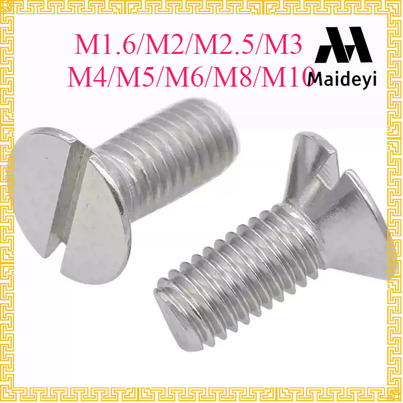 GB68 304 สแตนเลส one-word slot consunk หัวสกรู slotted แบนหัวสกรู M1.6M2M2.5M3M4M5M6M8M10MDY918-MO