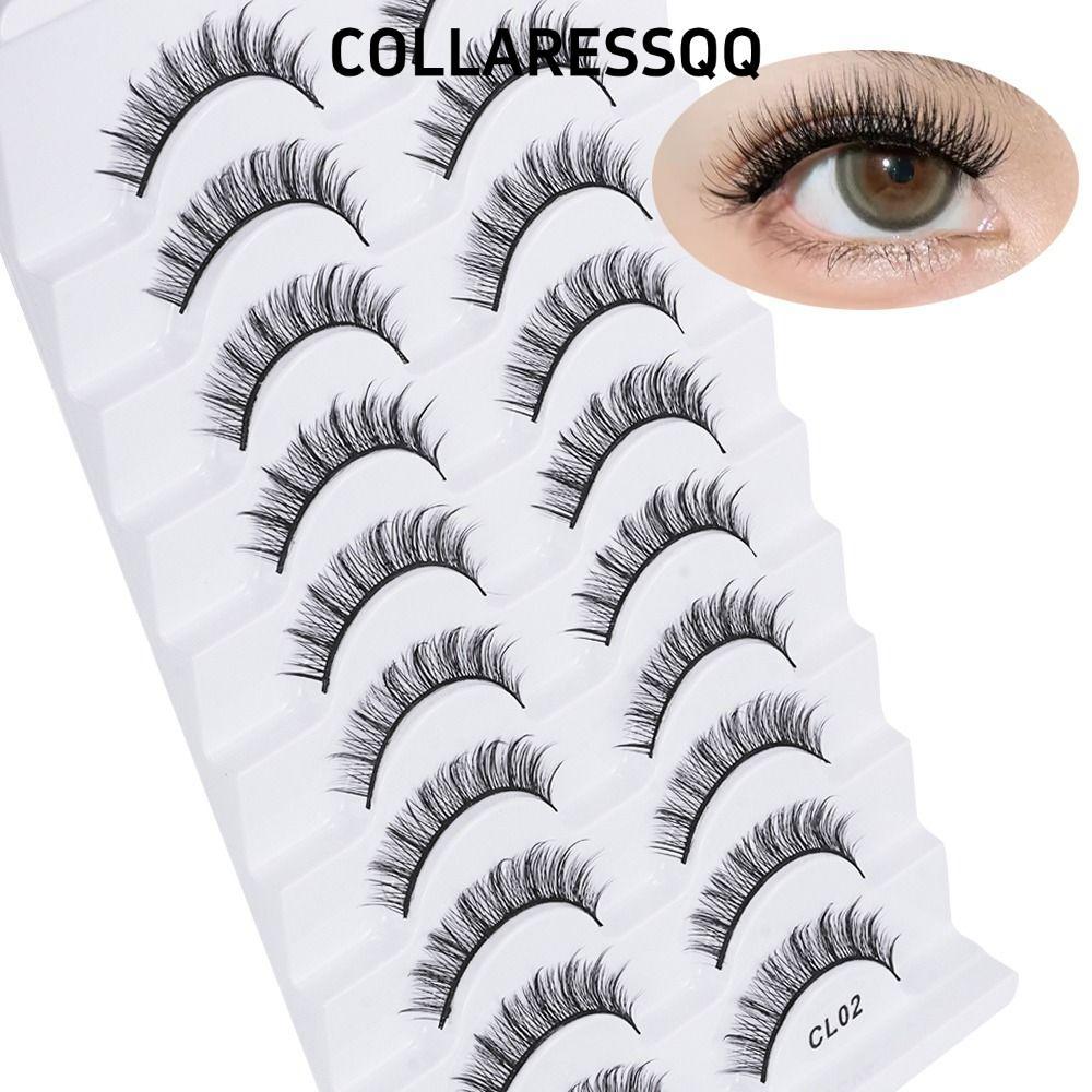COLLATRESSQQ 10 คู่ Faux Mink Lash, Natrual Long Cruelty-free ขนตาปลอม, แฟชั่นผู้หญิง Handmade Full Strip ขนตาปลอม Eye Lash Extension