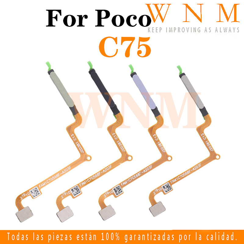สําหรับ Poco C75 On Off สวิทช์บ้านปุ่มเริ่มต้นลายนิ้วมือฟรีสายยืดหยุ่น touch ID เมนู Flex Cable เปลี่ยน