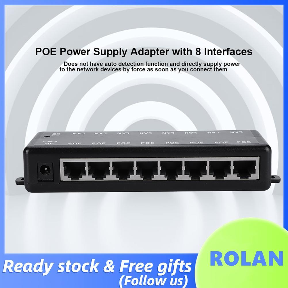 Rolan Rolan แหล่งจ่ายไฟ POE DC12V-48V 8 อินเทอร์เฟซ Passive PoE อะแดปเตอร์ Over Ethernet โมดูลหัวฉีด