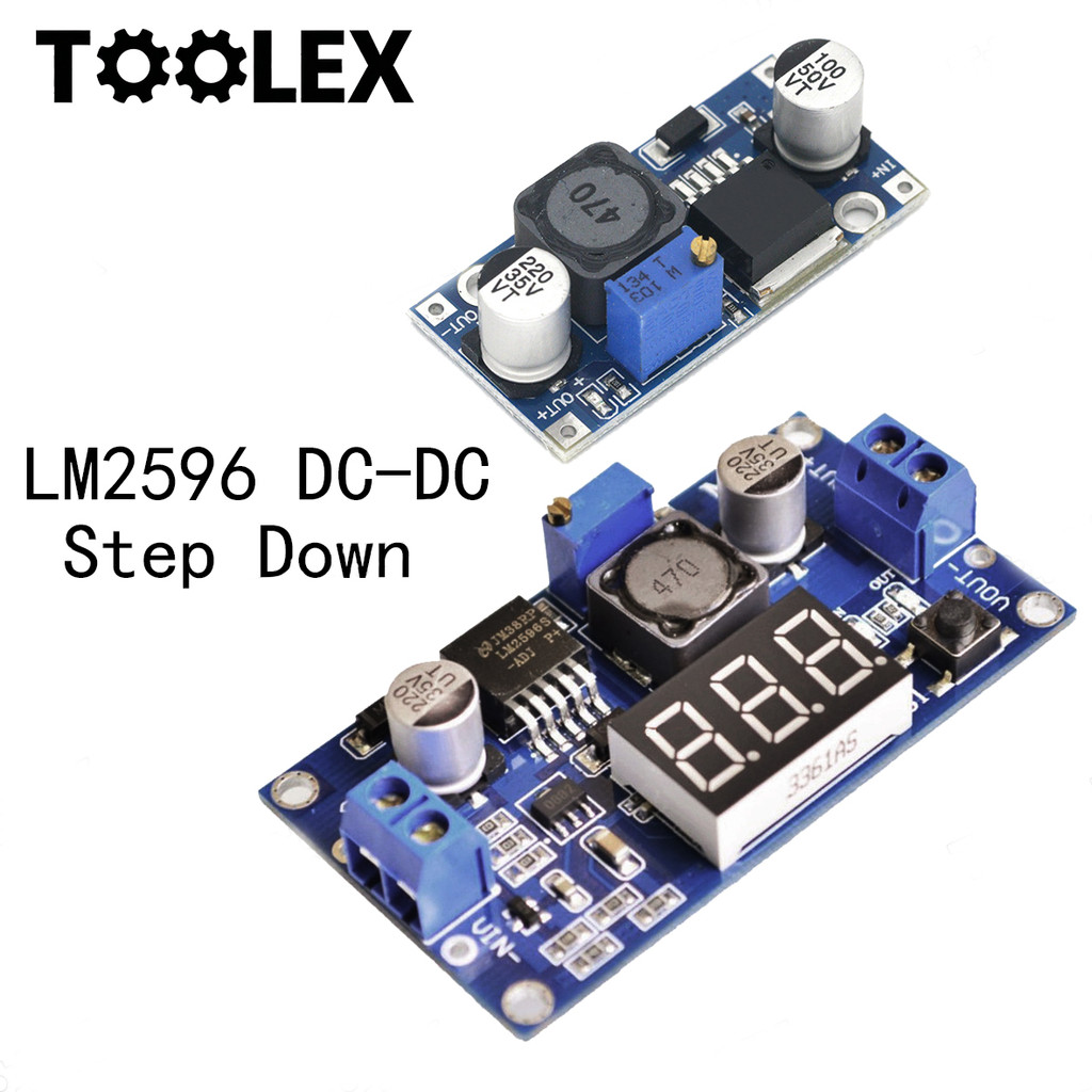LM2596 DC-DC Adjustable Buck Converter step down ตัวควบคุมแรงดันไฟฟ้า แบบปรับได้ พร้อมโวลต์มิเตอร์ LED TOOLEX