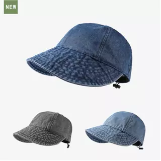 【สินค้าใหม่】หมวกกันแดดผ้ายีนส์สไตล์เรโทร ป้องกันแสงแดด ระบายอากาศได้ดี ทันสมัย ​​เข้ากับรูปหน้า ไม่อับชื้น ปรับขนาดได้