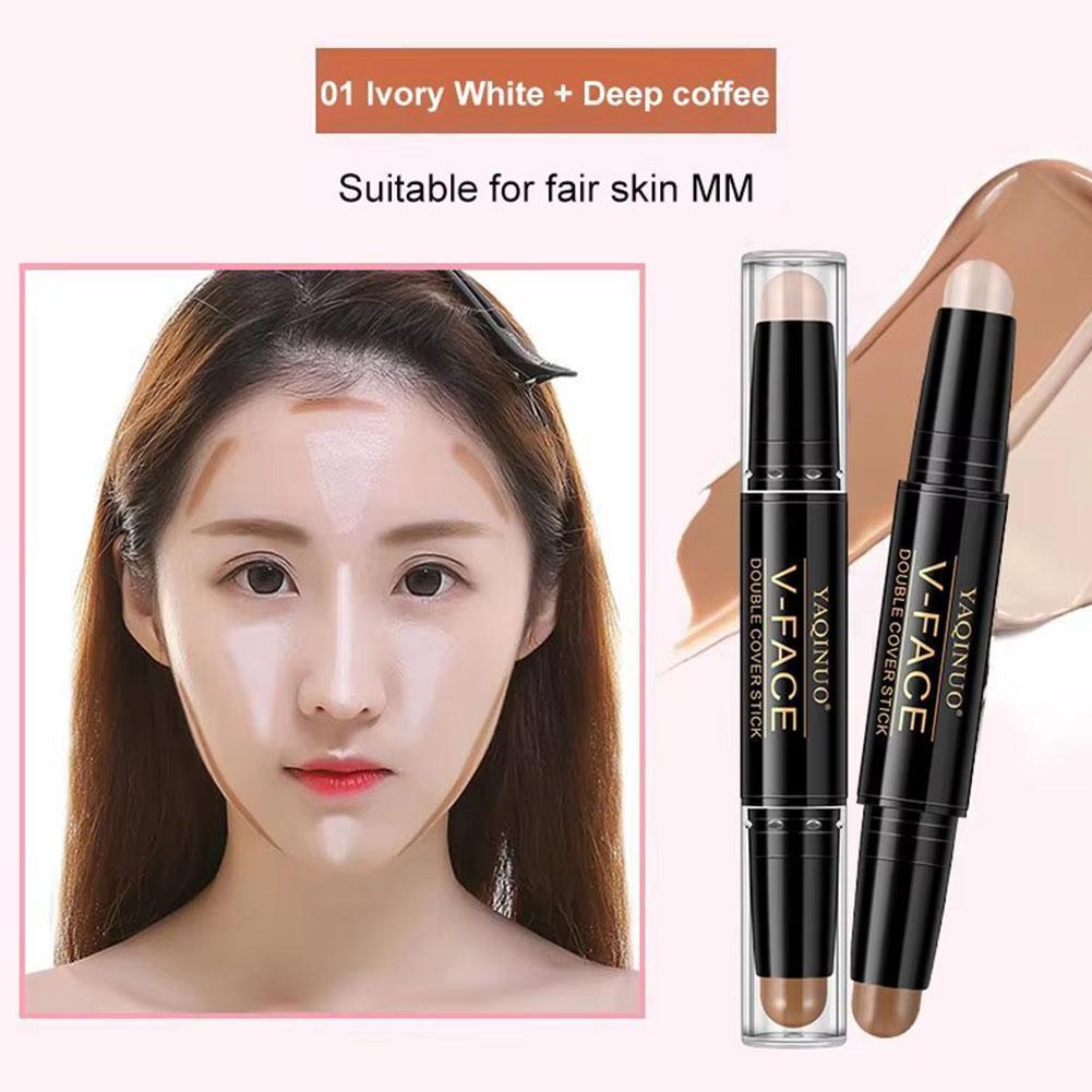 TE สาเหตุ☆Dual-head Grooming Stick คอนซีลเลอร์กันน้ําแต่งหน้า Brightening Isolation Cushion Shadow V