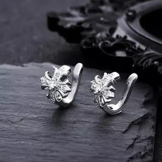 ต่างหูคลิปบน Zircon Cross & Iris สำหรับทั้งผู้ชายและผู้หญิง ไม่ต้องเจาะหู สไตล์หรูหราตามเทรนด์