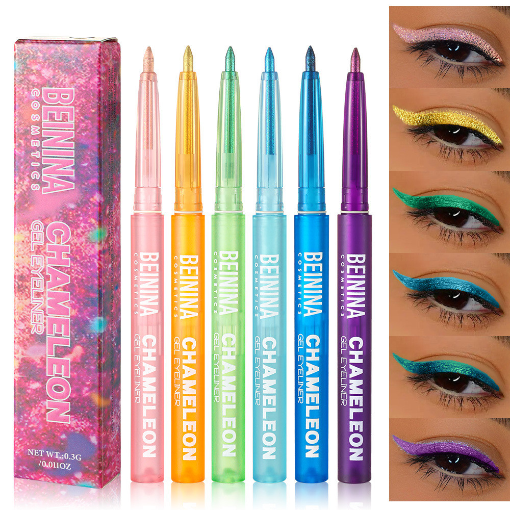 6 สี Chameleon Metallic Eyeliner ดินสอ Shimmer Glitter อายแชโดว์ Stick กันน้ํา Smooth Liner สําหรับ Party Smokey Look