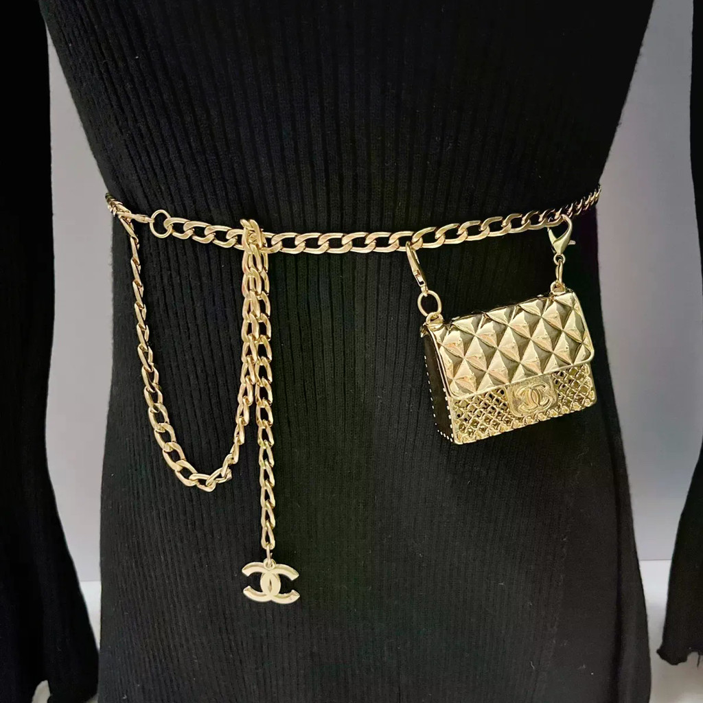 CHANEL กระเป๋าคาดเอว-mini bag สายโซ่ สไตล์แฟชั่น