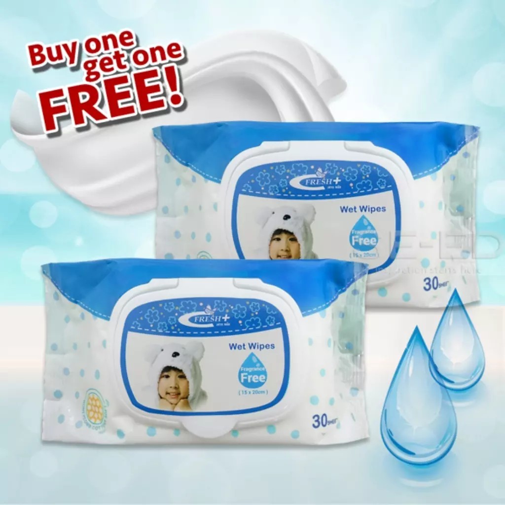 Bundanjai (หนังสือ) ทิชชูเปียก เฟรชพลัส เว็ทไวท์ ไม่มีกลิ่น : Fresh Plus Wet Wipes Fragrance Free 30 ชิ้น