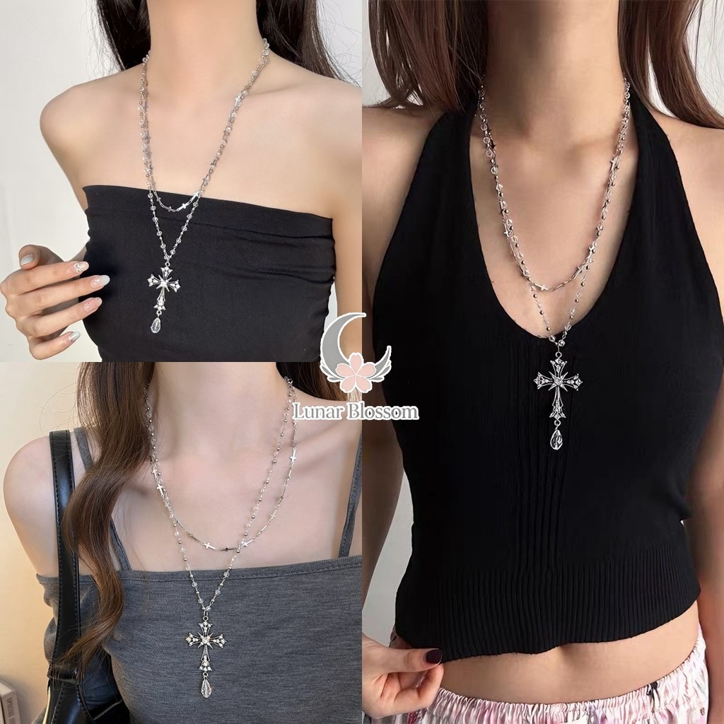 Lunar Blossom🌺🌺สร้อยคอรูปไม้กางเขน แฟชั่น necklace มีหลายแบบให้เลือก คุณภาพสูง สไตล์เรโทร ส่งไวจากไทย
