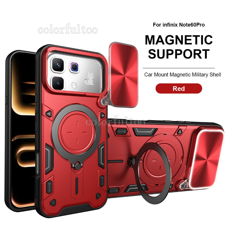 เกราะกันกระแทก Anti-fall สําหรับ Infinix หมายเหตุ 60 Pro Note60Pro 60Ultra NoteEdge 4G 5G Push Pull สไลด์กล้องปกป้อง Hard PC กันชนเคสโทรศัพท์ขาตั้งผู้ถือปกหลัง