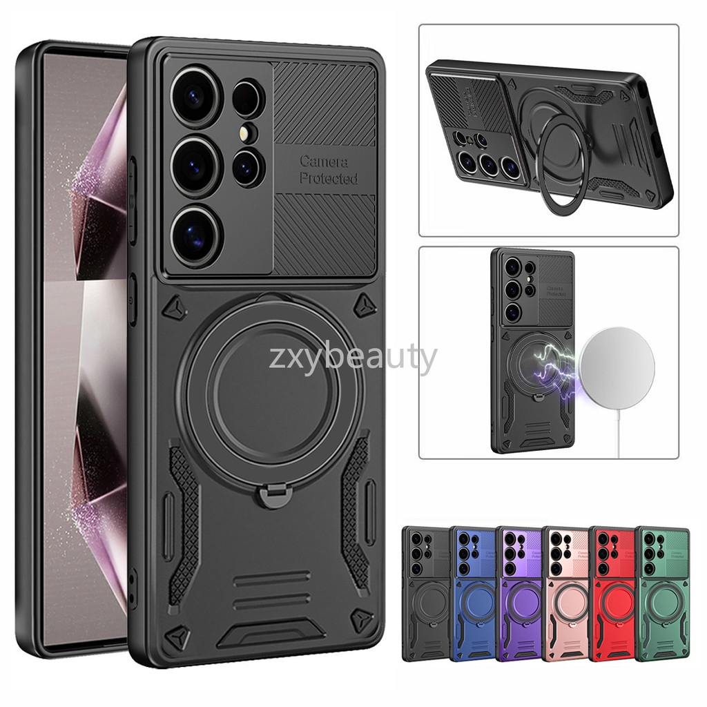 สําหรับ Samsung Galaxy S26 S25 Ultra S24 FE S23 Plus 4G 5G กรณีแม่เหล็กผู้ถือแหวน Hard กันกระแทกสําหรับ S23FE S24FE S25FE S24Ultra S25Ultra S23Ultra S26Ultra กรณีด้านหลัง