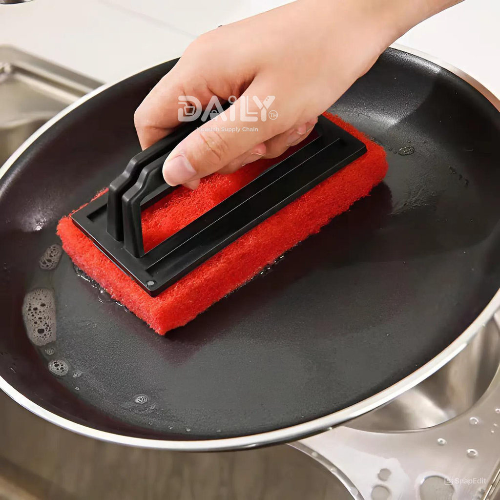 แปรงขัดอเนกประสงค์ติดสก๊อตไบร์ท แปรงขัดพื้น แปรงขัดห้องน้ำ สก๊อตไบร์ทมีที่จับ ใยขัดด้ามจับ - รูปที่ 5