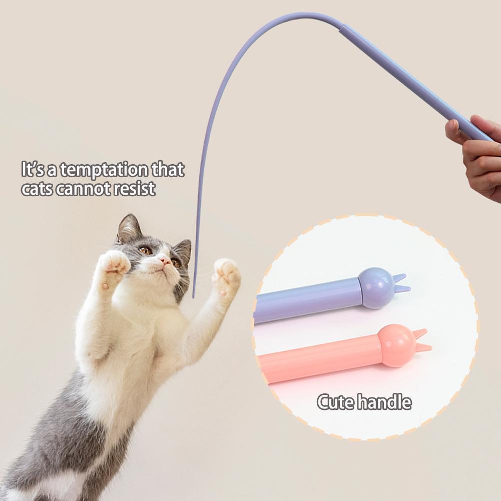 Interactive ซิลิโคน Cat Teaser Cat Cane ของเล่น Rat Tail Design ปลอดภัยและทนทาน Chewable N0n5