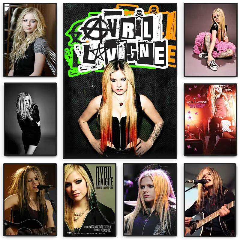 ที่มีชื่อเสียง Pop Rock นักร้อง Avril Lavigne แฟชั่นโปสเตอร์ภาพวาดผ้าใบและพิมพ์ Wall Art คลาสสิก Retro ภาพสําหรับห้องตกแต่งบ้าน