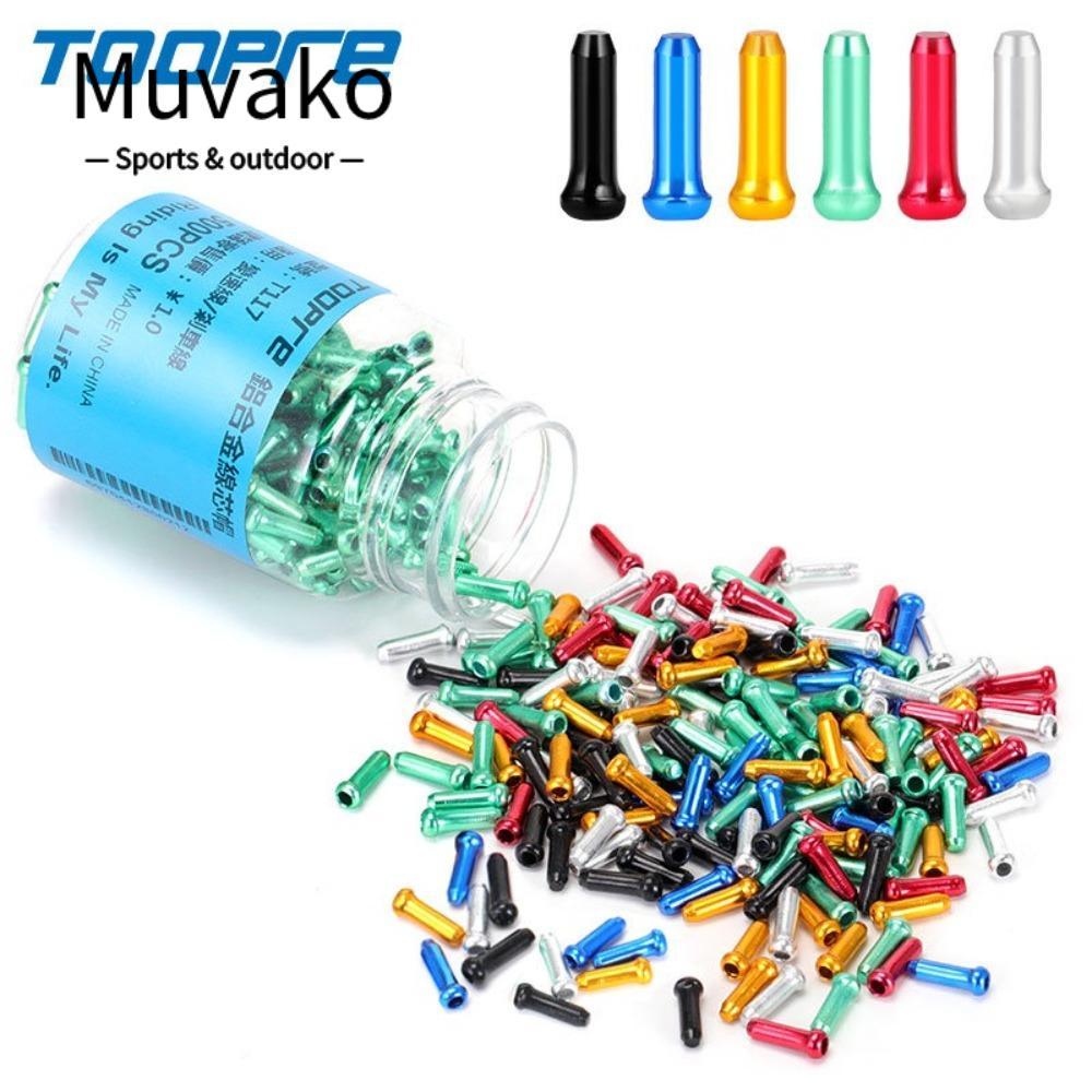 MUVAKO ปลายสายเบรคจักรยาน 50 ชิ้น, ทำจากอะลูมิเนียม, หลากหลายสีสำหรับจักรยาน MTB และเสือหมอบ