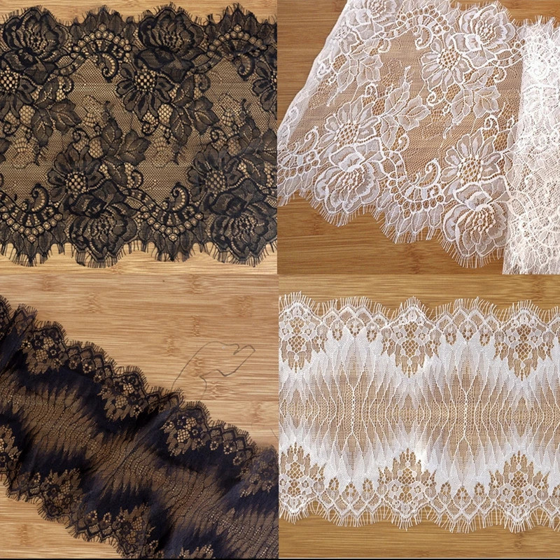 3meters long black white eyelash lace fabric accessories width DIY clothing skirt decoration sewing 