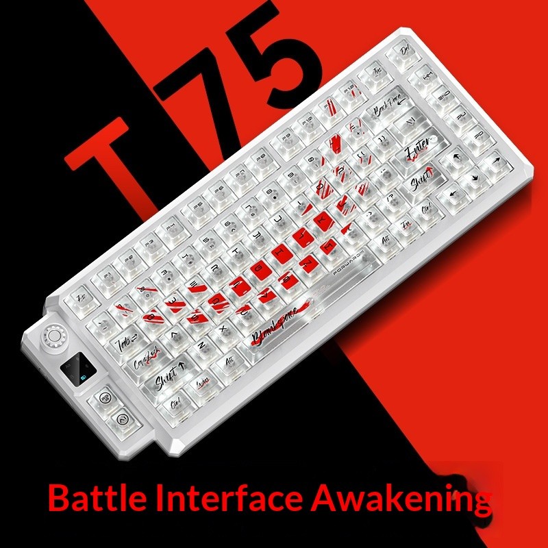 Langtu T75 คีย์บอร์ดไร้สาย 3 โหมดที่กําหนดเอง Hot Swappable RGB คีย์บอร์ดสํานักงานเกมโปร่งใส