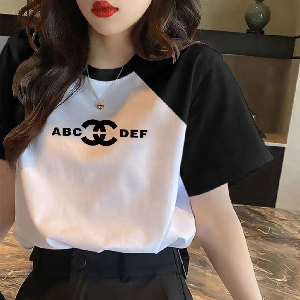 COD✅แฟชั่น เสื้อยืดคอกลม แขนสั้น เสื้อยืดสบาย แขนต่อไหล่ ผู้ชายผู้หญิง สีดำผู้หญิง พร้อมส่ง 24 ชั่วโมง