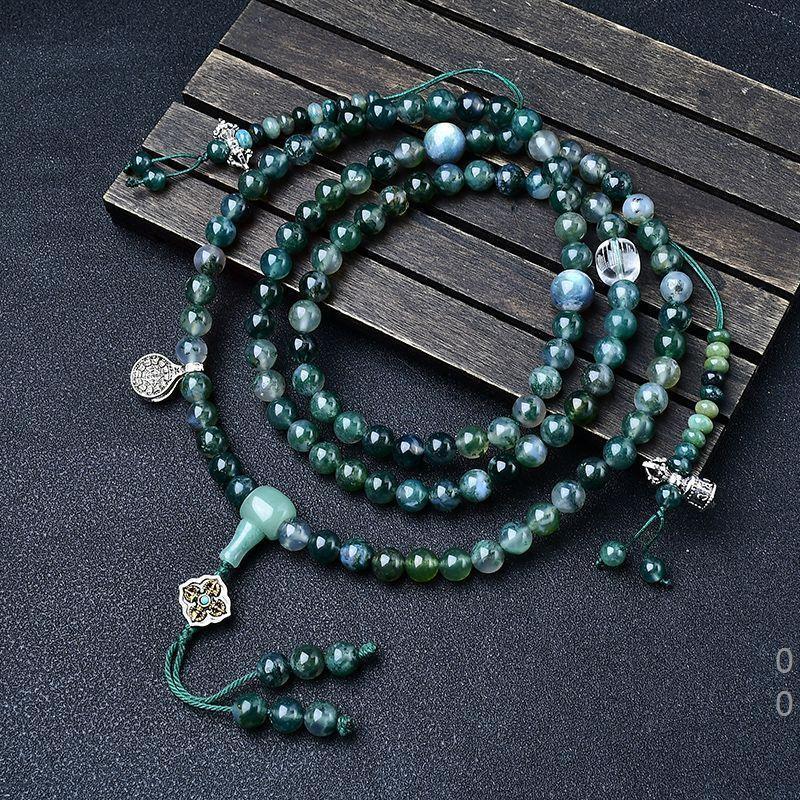 然水草玛瑙108颗佛珠念珠手持男女款手链手串项链饰品礼绿度母12.19However, Water, Grass, Agate, 108 Beads, Beads, Hold Male and Fem