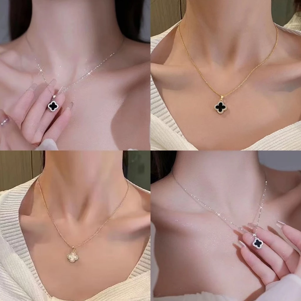 ⭐Soroh⭐สร้อย ใหม่ ลายดอกไม้แต่งเพชร สีดำขาวทอง สร้อยแฟชั่น หรูหรา สวย สไตล์เกาหลี ผู้หญิง พร้อมส่ง