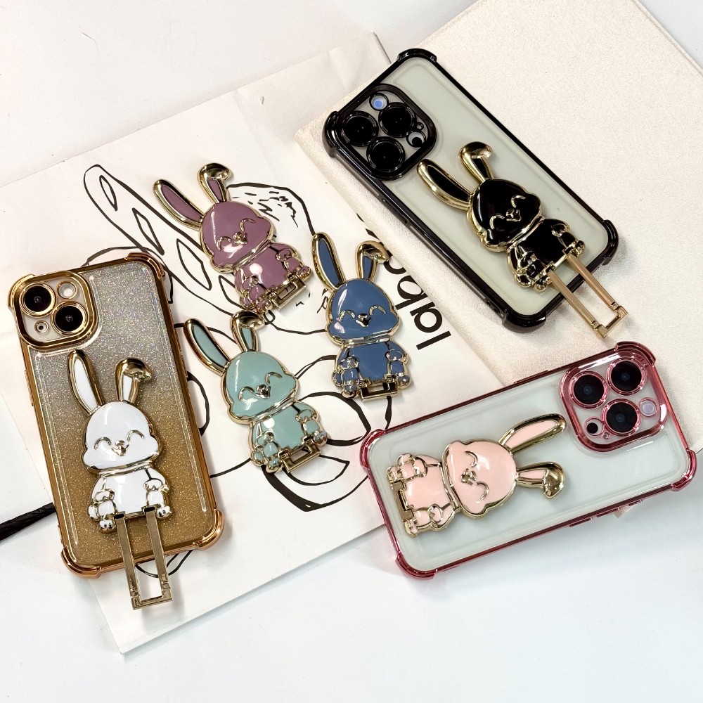 ขาตั้ง กระต่ายขอบทอง ตัวติดเคสโทรศัพท์ น่ารัก ที่วางติดคั้งง่ายๆ สะดวกหมุนวางแนวนอน ใช้กับโทรศัพท์ หลายรุ่นได้ สต๊อกไทย