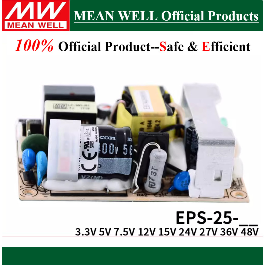 Original Mean Well 25W Single Power EPS-25-3.3 EPS-25-5 EPS-25-7.5 EPS-25-12 EPS-25-24 EPS-25-27 EPS