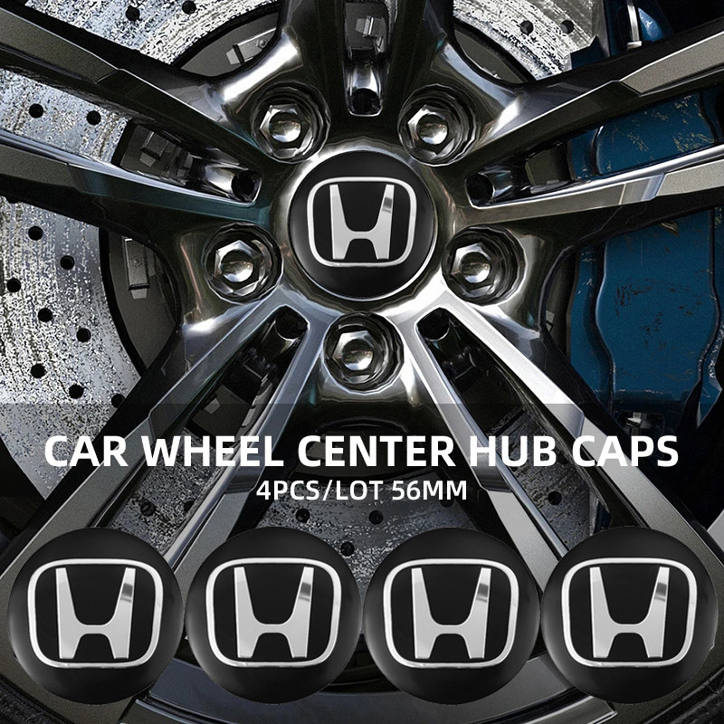 4 ชิ้นรถสัญลักษณ์ล้อ Hub Center Cap สติกเกอร์ขอบป้ายสําหรับ Honda HRV Civic FIT CRV Accord Jazz CRZ City CRX Odyssey Vezel
