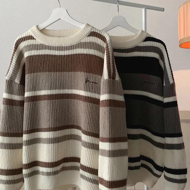 MR9 knitwear 832 เสื้อไหมพรมผู้ชาย Sweater ลายทาง เสื้อกันหนาว men clothing สไตล์เกาหลี ผ้าหน้า