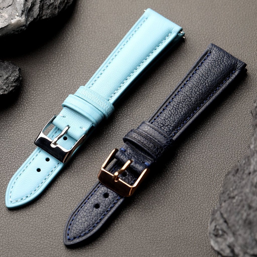 Handmade Sheepskin Strap Strap Blue 18 19 20 22MM Soft Quick Release Men Women Watch Strap