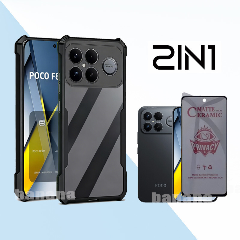 2 in 1 Poco F8 Ultra เคสโทรศัพท์กันกระแทกพร้อมกระจกนิรภัยป้องกันหน้าจอสําหรับ Poco F8 Pro F7 Ultra F