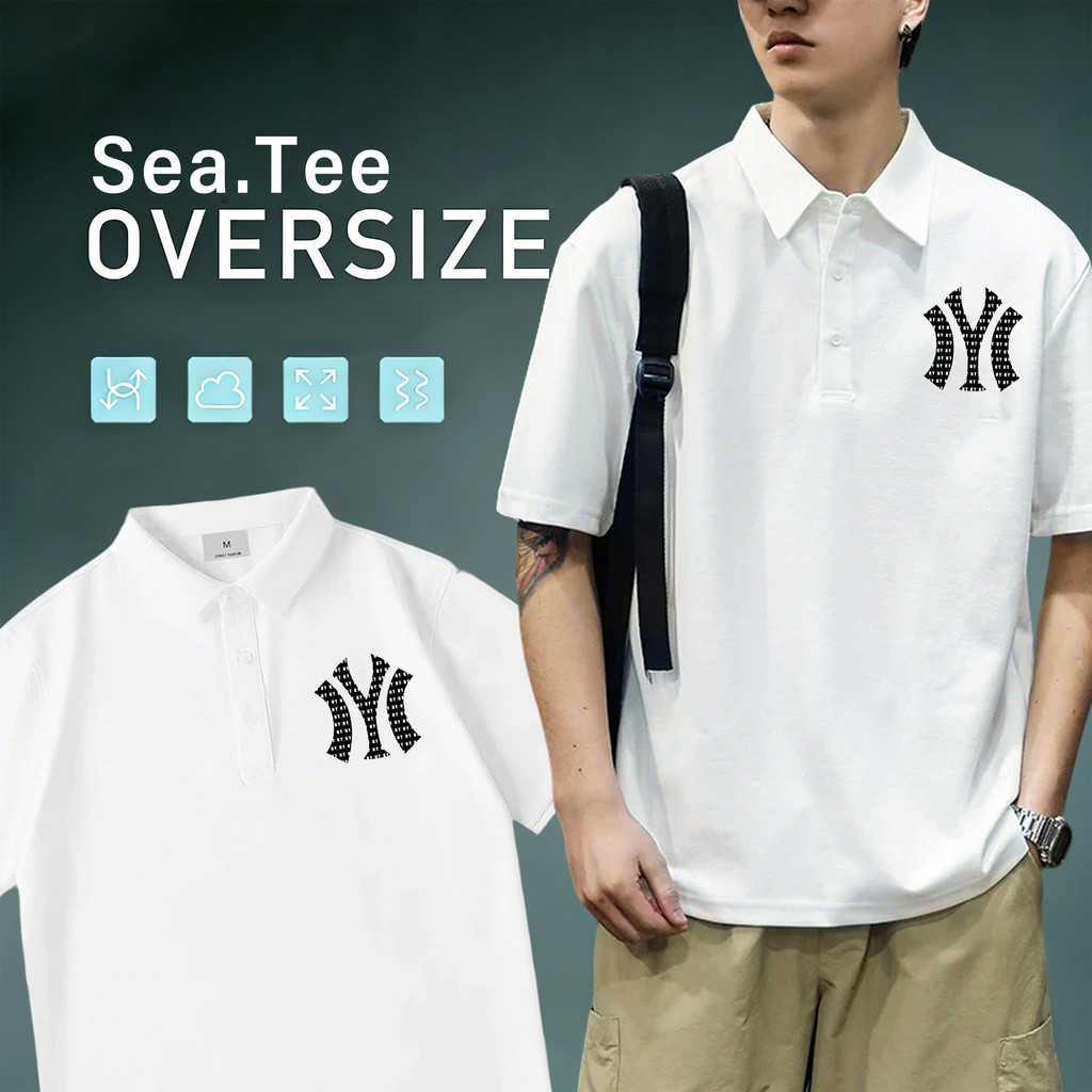 Sea.Tee [COD]เสื้อ polo เสื้อคอปก แขนสั้น ผู้ชาย 3 สี แฟชั่น สไตล์ลำลอง 'Y Letter' 4XL