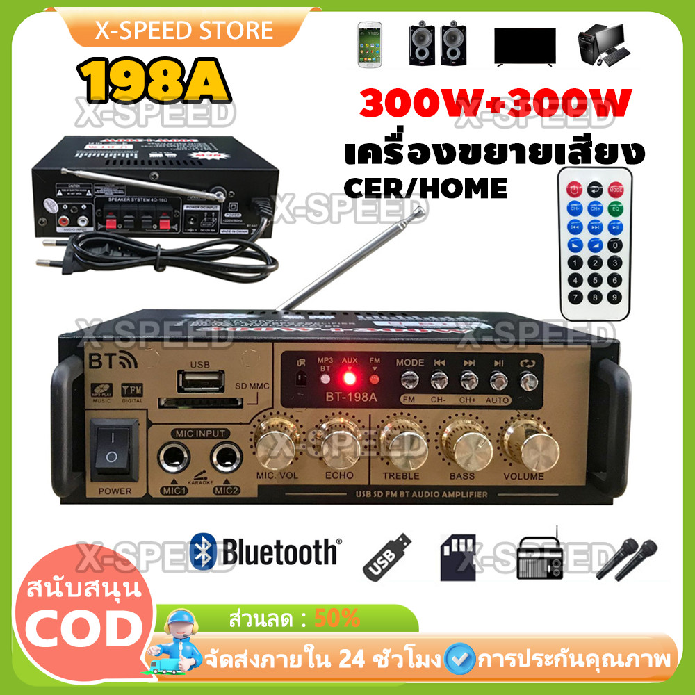 เครื่องขยายเสียง 600W แอมป์จิ๋ว สเตอริโอ HIFI ไร้สายบลูทู ธ วิทยุ FM amplifier เครื่องเล่นเพลงสำหรับรถ