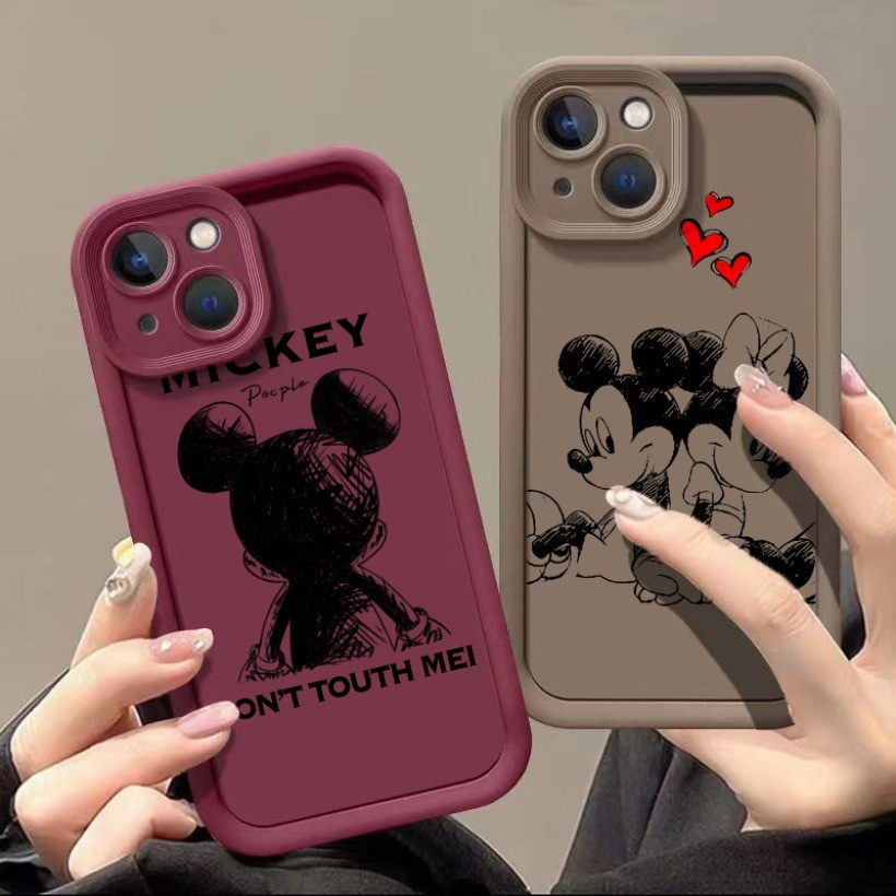 เข้ากันได้กับRealme 8 14T 14X 14 Proหมายเหตุ60 60X C75 C75X C73 เคสโทรศัพท์สีดําGraffiti MickeySilic