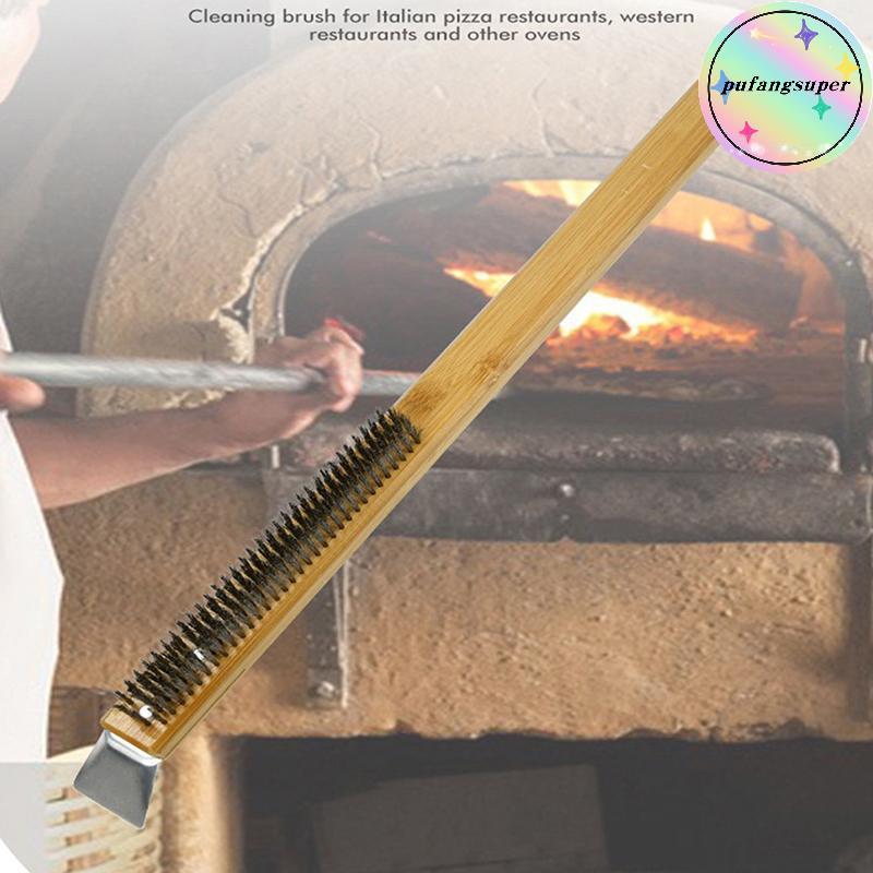 Pufangsuper แปรงเตาอบพิซซ่าด้ามไม้ Grill Scraper แปรงทําความสะอาดในครัวเรือนเครื่องมือพิซซ่าสําหรับเ