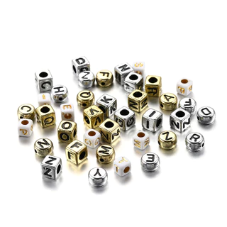 100ชิ้น ผสมภาษาอังกฤษ ลูกปัดดิจิตอล ลูกปัดตัวอักษร DIY Charms สร้อยข้อมือสร้อยคอเครื่องประดับ จัดส่งจากไทย