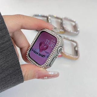 กรณีคอมพิวเตอร์ครอบคลุมเพชร for IWatch Ultra/SE 3 2 Apple Watch Series 11 10 9 8 7 6 5 4 3 2 1 49/46/45/44/42/41/38มม.