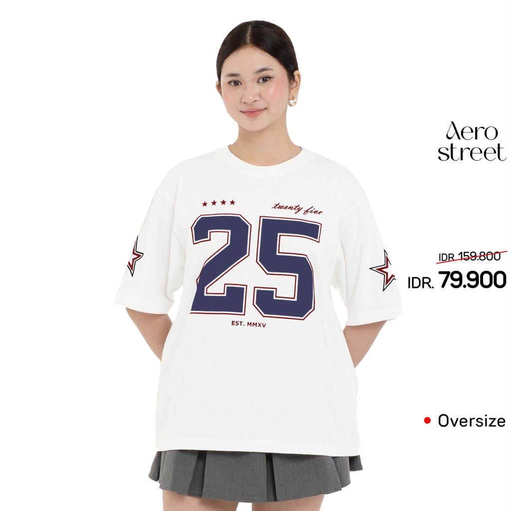 เสื้อยืด Aerostreet Oversize Twenty Five 25 Off White Navy Woman 1CB01