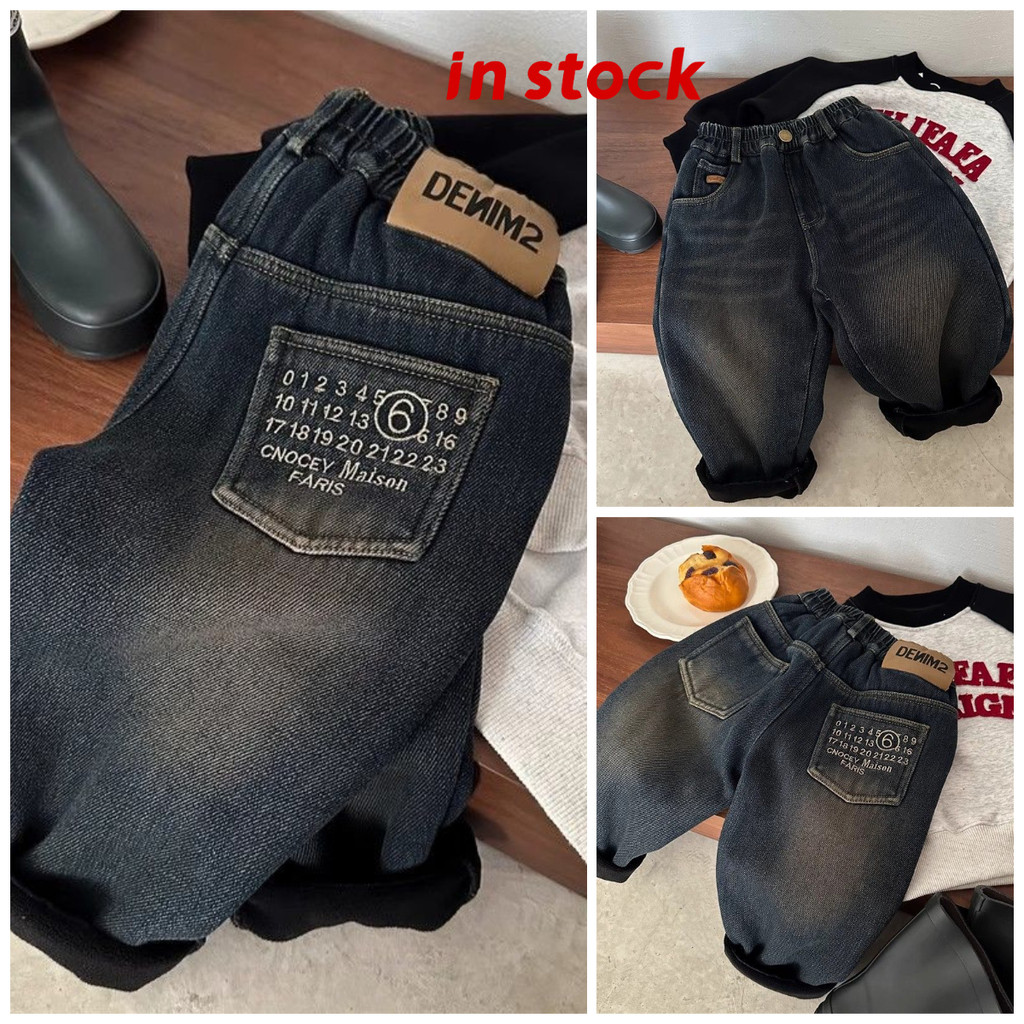 กางเกง fleece สำหรับเด็ก สไตล์ใหม่ฤดูหนาว พร้อมกระเป๋าหนังสือพิมพ์ GRL630